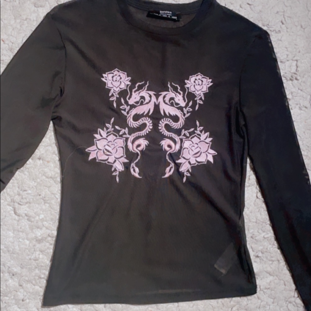 Black translucent shirt